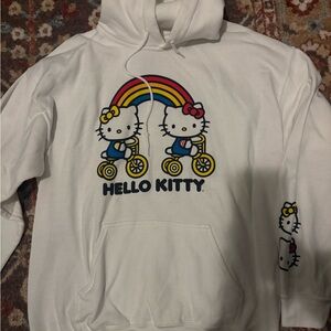 Sanrio White Hello Kitty and Mimi Sweater with Rainbow Design